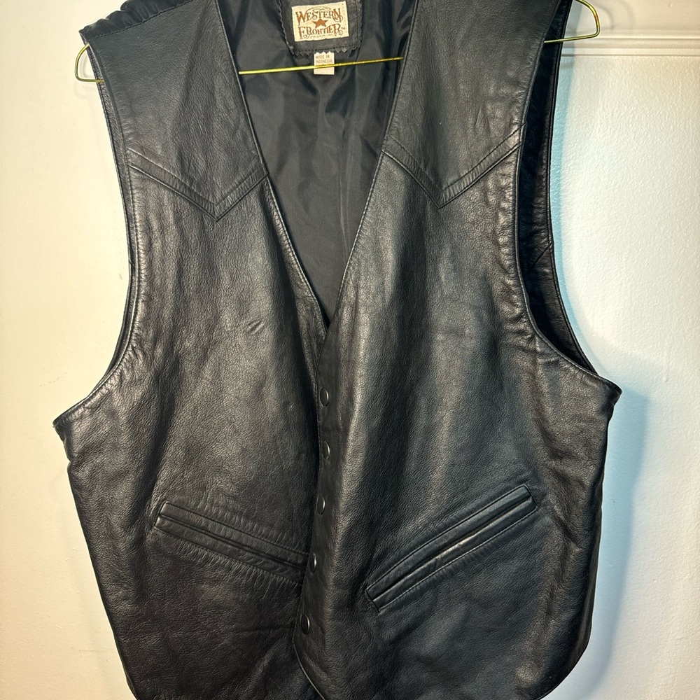 Vintage Biker Black Leather Vest